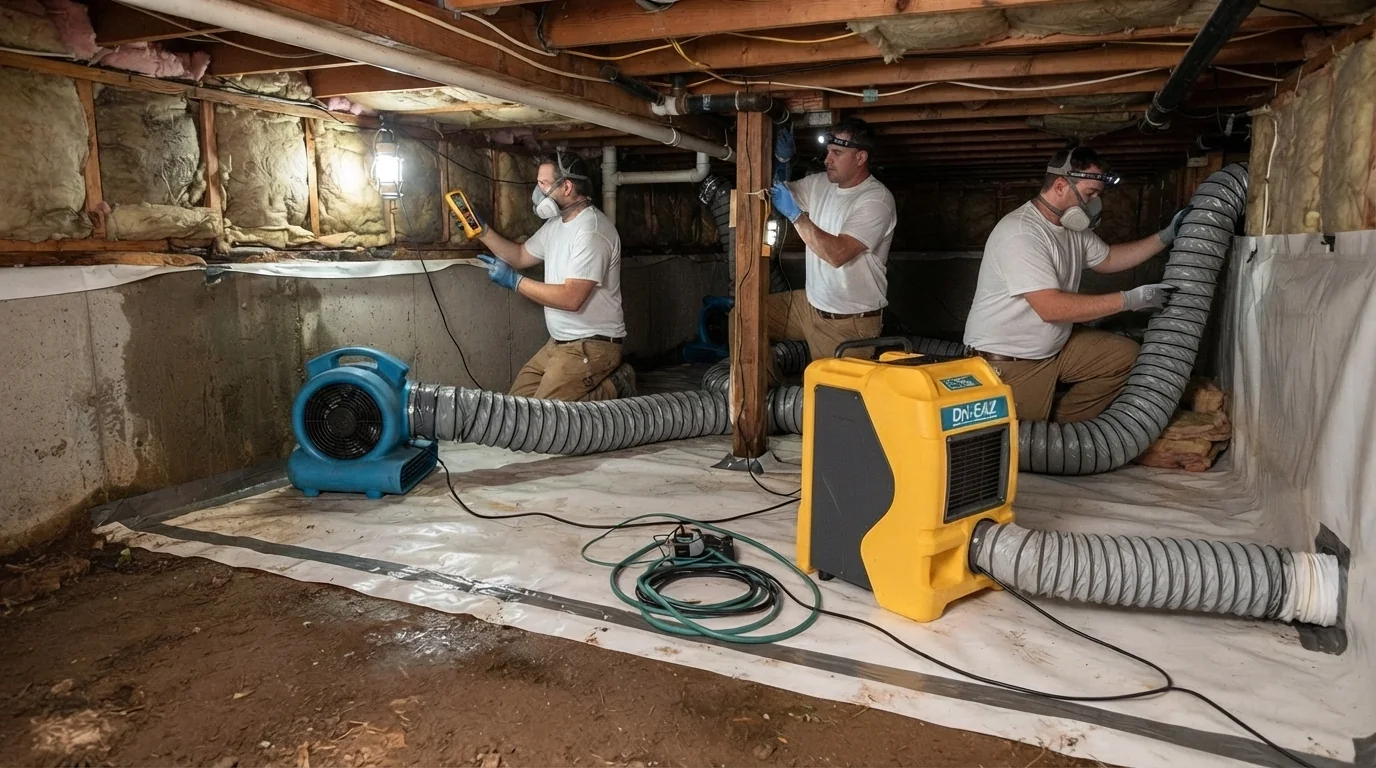 Commercial water damage restoration crew and equipment, Phoenix AZ